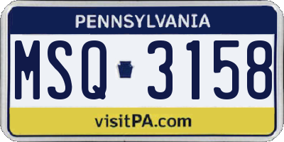 PA license plate MSQ3158