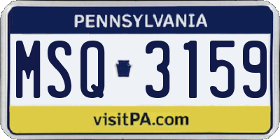 PA license plate MSQ3159