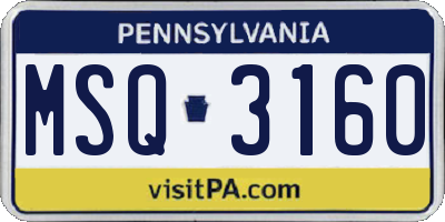 PA license plate MSQ3160