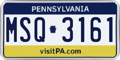 PA license plate MSQ3161