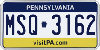 PA license plate MSQ3162