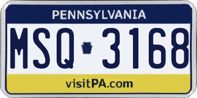 PA license plate MSQ3168