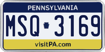 PA license plate MSQ3169