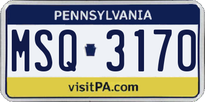 PA license plate MSQ3170