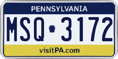 PA license plate MSQ3172