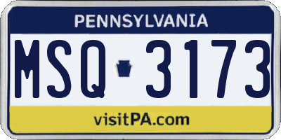 PA license plate MSQ3173