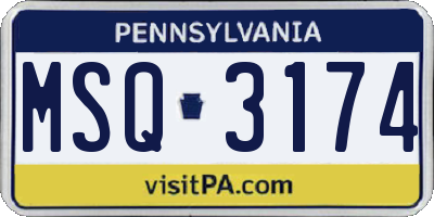 PA license plate MSQ3174