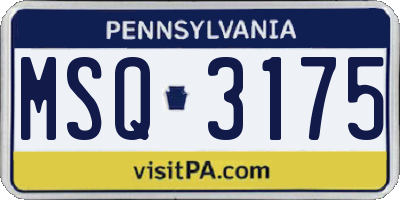 PA license plate MSQ3175