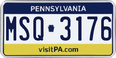 PA license plate MSQ3176