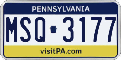 PA license plate MSQ3177