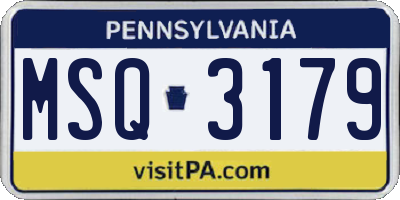 PA license plate MSQ3179