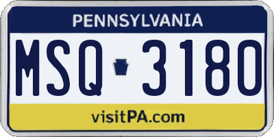 PA license plate MSQ3180