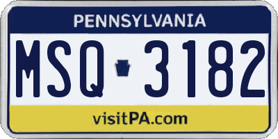 PA license plate MSQ3182
