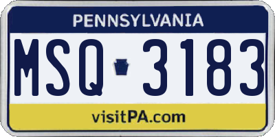 PA license plate MSQ3183