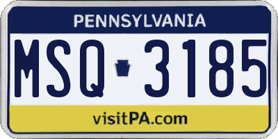 PA license plate MSQ3185