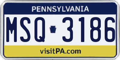 PA license plate MSQ3186
