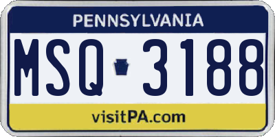 PA license plate MSQ3188