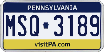 PA license plate MSQ3189
