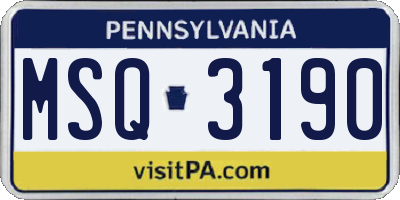 PA license plate MSQ3190