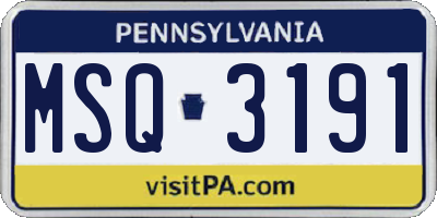 PA license plate MSQ3191
