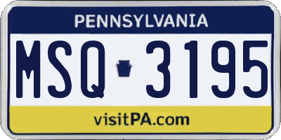 PA license plate MSQ3195