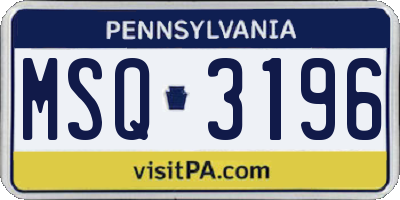 PA license plate MSQ3196