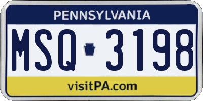PA license plate MSQ3198
