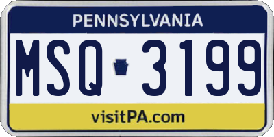 PA license plate MSQ3199