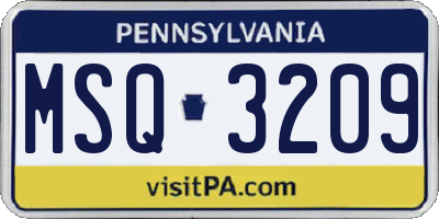 PA license plate MSQ3209
