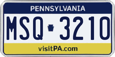 PA license plate MSQ3210