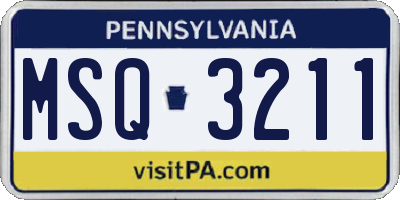 PA license plate MSQ3211
