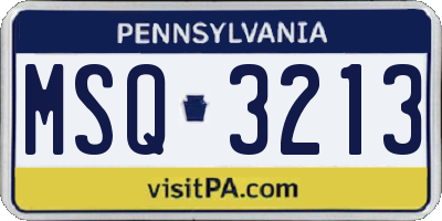 PA license plate MSQ3213