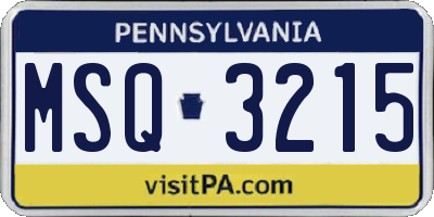 PA license plate MSQ3215