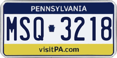 PA license plate MSQ3218