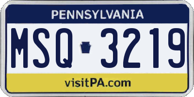 PA license plate MSQ3219