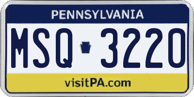 PA license plate MSQ3220