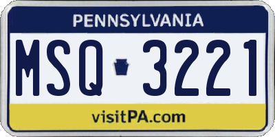 PA license plate MSQ3221