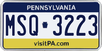 PA license plate MSQ3223