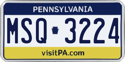 PA license plate MSQ3224