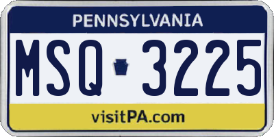 PA license plate MSQ3225
