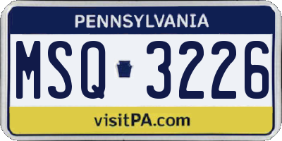 PA license plate MSQ3226
