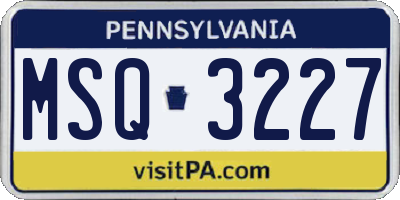 PA license plate MSQ3227