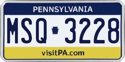 PA license plate MSQ3228