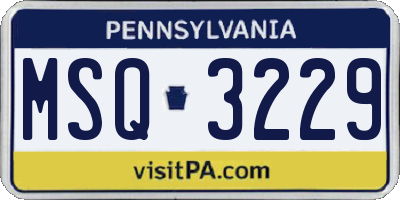 PA license plate MSQ3229