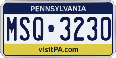 PA license plate MSQ3230
