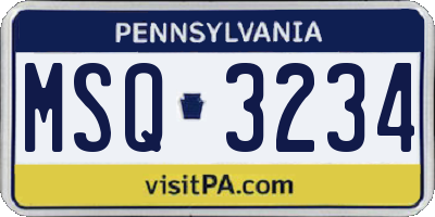 PA license plate MSQ3234