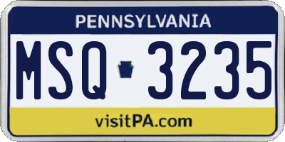 PA license plate MSQ3235