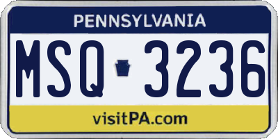 PA license plate MSQ3236