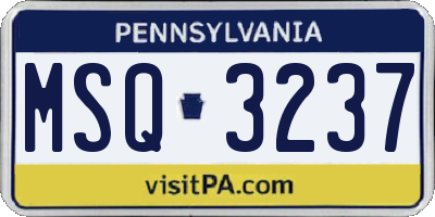 PA license plate MSQ3237