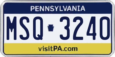 PA license plate MSQ3240